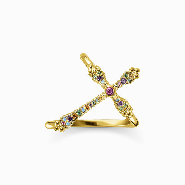 O Anel Cruz em Cobre e Prata 925 da Arquetiposhop é uma semijoia cravejada a mão com zircônia  é a escolha perfeita para quem deseja expressar o simbolismo da cruz. Com qualidade e acabamento único finalizado a banho de Ouro amarelo 18k em 6 camadas e verniz é robusto e resistente para uso diário.