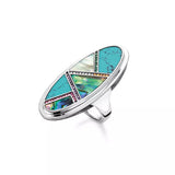 Anel Turquesa Future geométrico em Prata 925 é única e elegante para complementar qualquer look. Anel Feminino Future é uma joia moderna, requintada cravejada em pedras naturais em formatos geométricos!