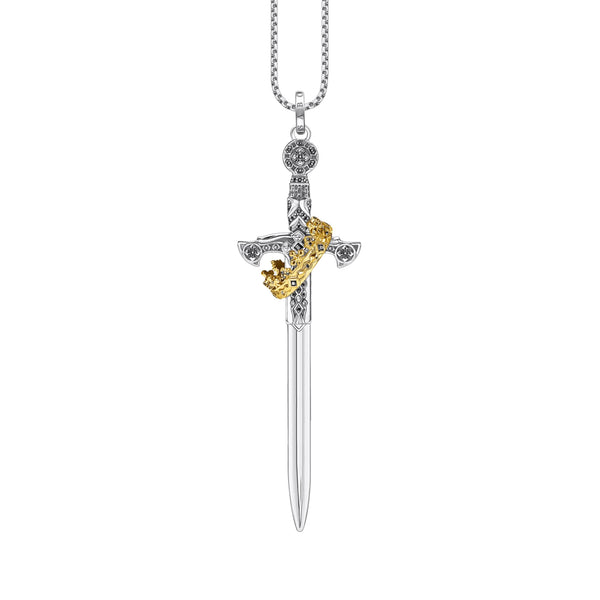 Colar Espada em Prata 925 Coroa do Rei