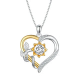 Colar Girassol  de Moissanite - Prata 925 e Banho de Ouro 18k