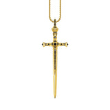 Colar Espada do Rei Banho de Ouro 18K e Zircônias Ônix