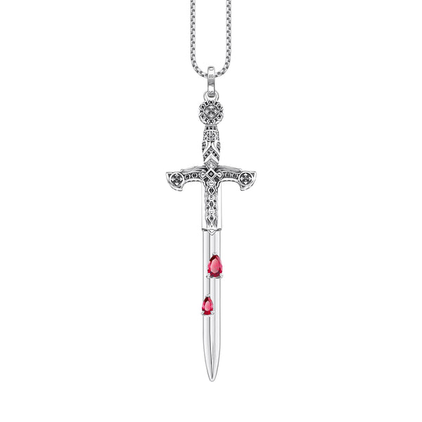 Colar Espada Real em Prata e Sangue
