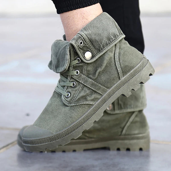 Bota Masculina De Inverno De Tornozelo Estilo Militar -  Promoção de Inverno 2025