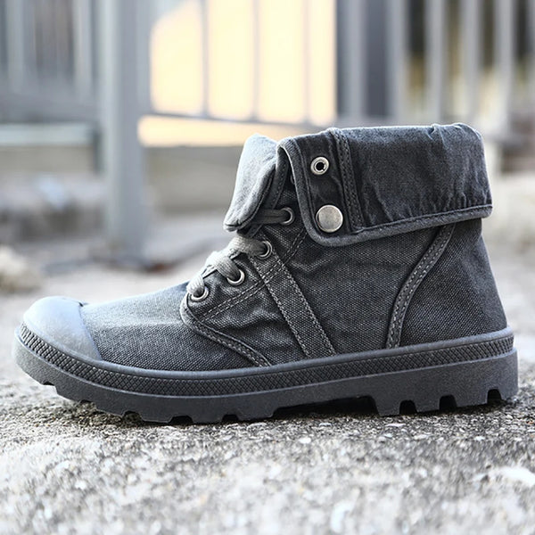 Bota Masculina De Inverno De Tornozelo Estilo Militar -  Promoção de Inverno 2025
