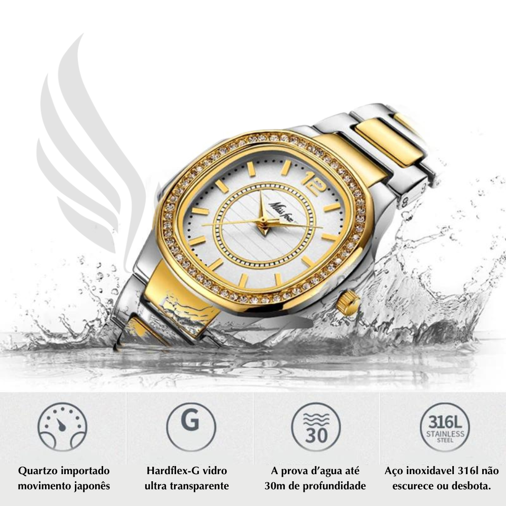  Relógio Feminino Minimalista Quartzo Genebra. Com um design minimalista de 36mm, este relógio é perfeito para qualquer ocasião. Seja um jantar a noite ou seu dia a dia de trabalho você terá em seu pulso uma peça que inspira a alta joalheria e qualidade que você procura em um relógio.