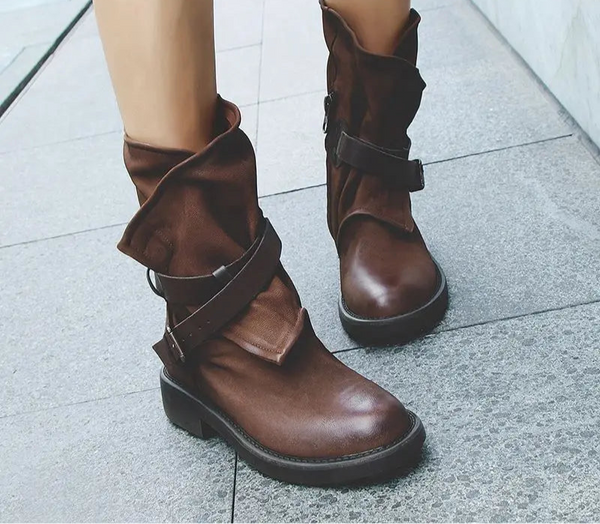 Bota Feminina De Inverno Com Cinto De Montaria - Promoção De Inverno 2025