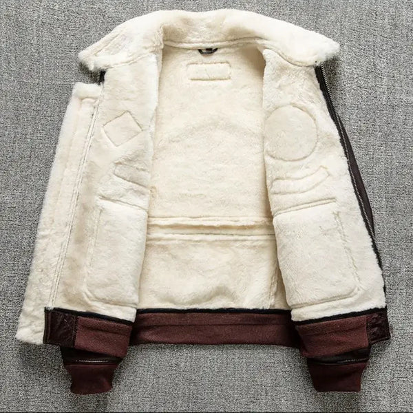 Jaqueta Masculina Estilo Vintage  Com Gola De Lã Motoqueiro - Promoção de Inverno 2025