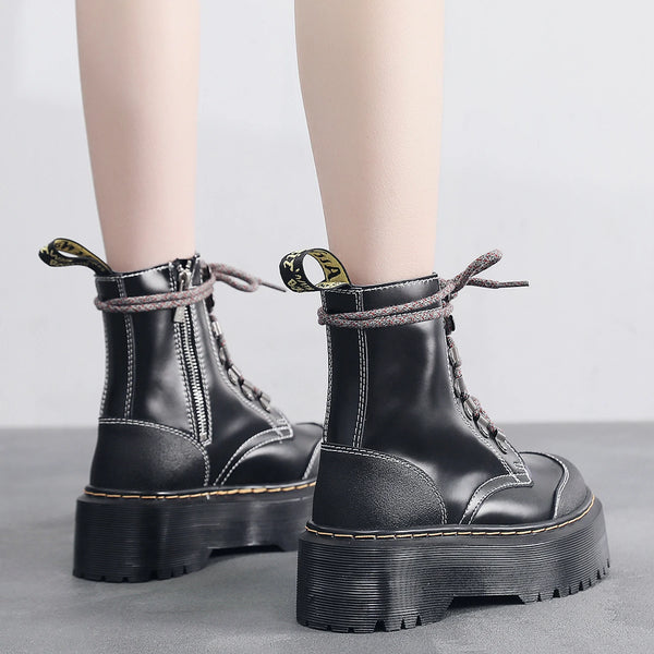Bota Feminina De Inverno De Tornozelo Plataforma De Luxo Sola Alta - Promoção De Inverno 2025