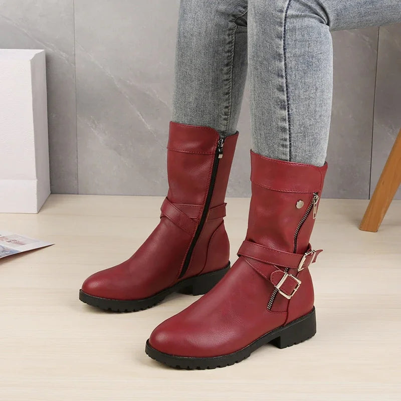 Bota de Couro Clássica Casual Feminina