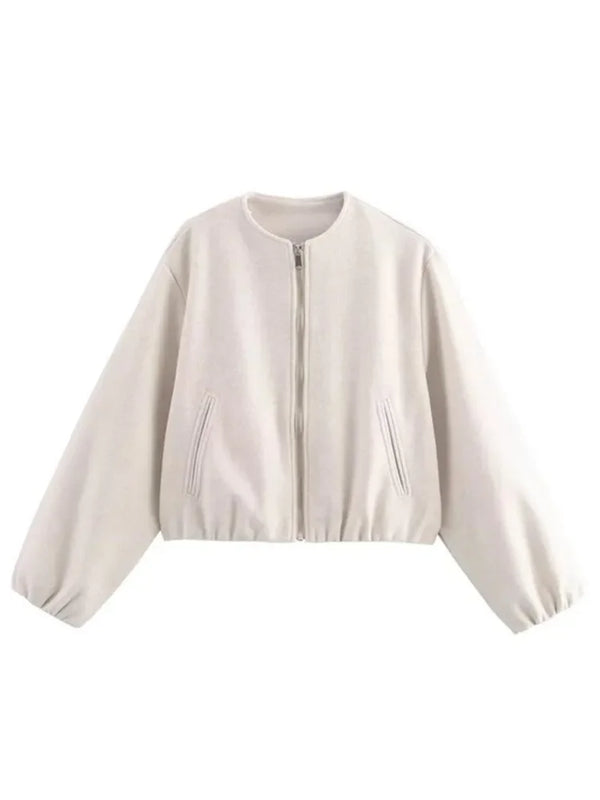Jaqueta Feminina De Inverno Bainha Com Elástico Curta Com Zíper - Promoção De Inverno 2025