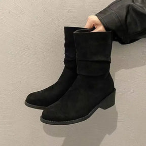 Bota Feminina Rasteira Casual De Inverno De Camurça -  Promoção de Inverno 2025