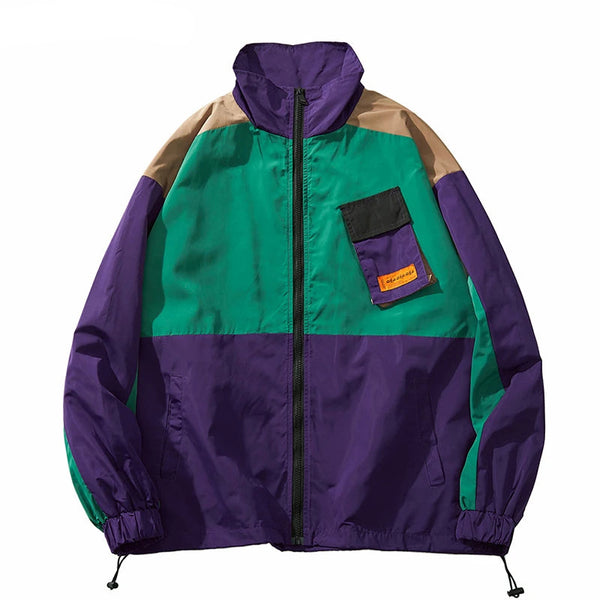 Casaco Masculino De Inverno Com Blocos De Cores Gola Em Pé - Promoção De Inverno 2025