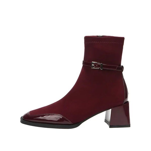Bota Feminina De Inverno Formal Elegante De luxo Salto Quadrado - Promoção De Inverno 2025