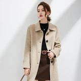 Casaco Feminino Elegante De Inverno Comprimento Médio Confortável Com Botões - Promoção de Inverno 2025