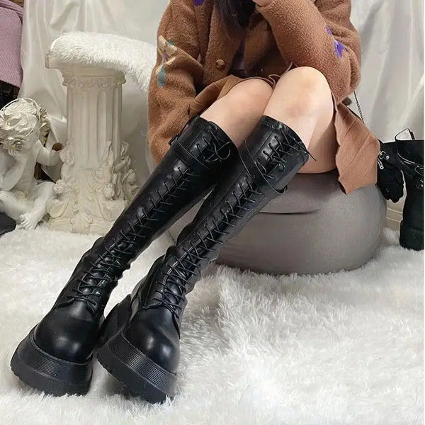 Bota Feminina De Inverno De Joelho Sola Grande - Promoção De Inverno 2025