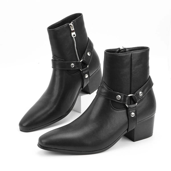 Bota Masculina De Cavalgar Zíper Lateral Com Cinta - Promoção De Inverno 2025