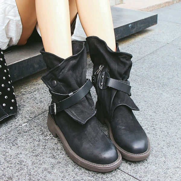 Bota Feminina De Inverno Com Cinto De Montaria - Promoção De Inverno 2025