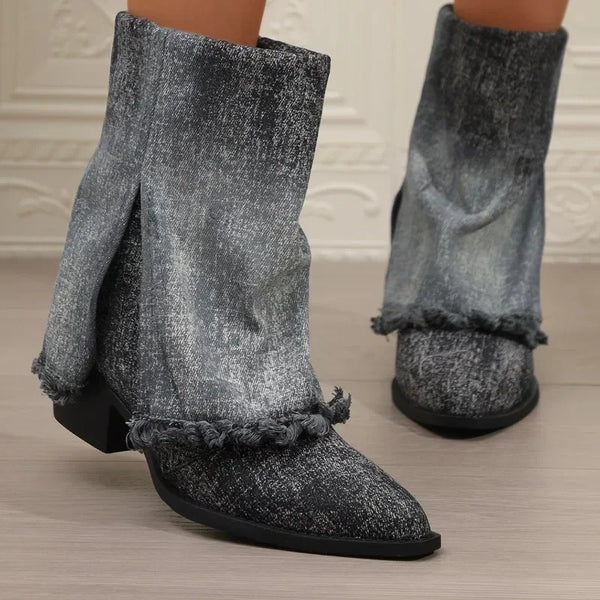 Bota Feminina Design Fashion Jeans De Inverno - Promoção de Inverno 2025