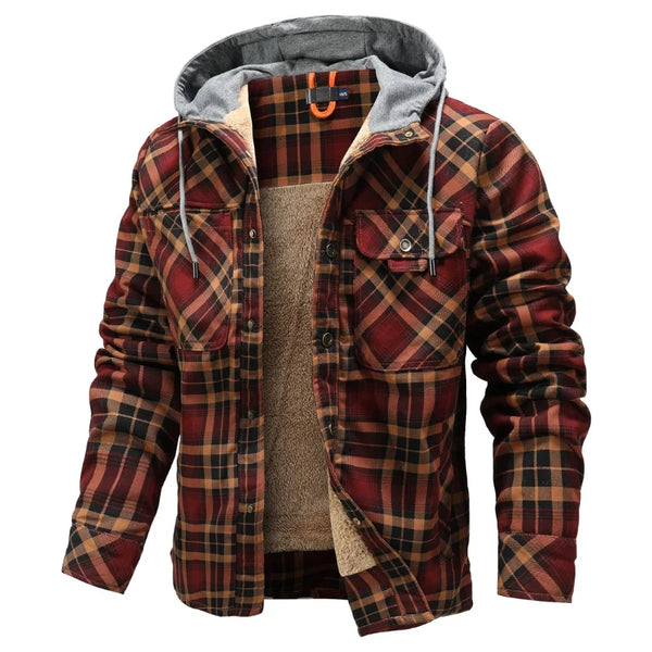 Casaco Masculino Casual De Inverno Dia á Dia Xadrez Com Capuz -  Promoção de Inverno 2025