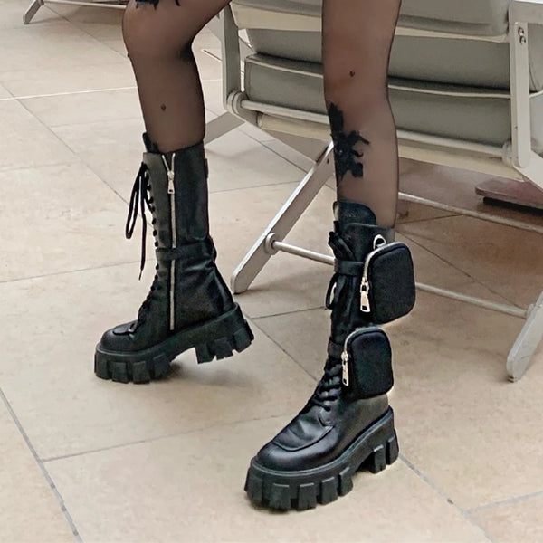 Bota Feminina De Inverno Estilosa Sola Tratorada com Mine Bolsa - Promoção De Inverno 2025