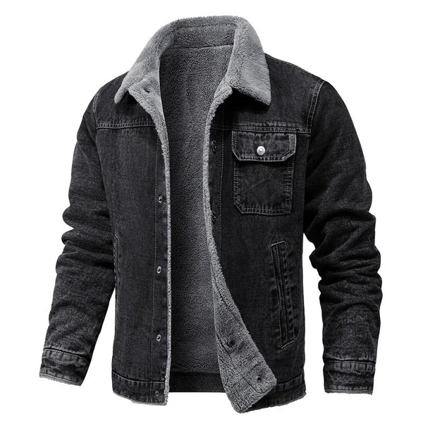 Jaqueta Masculina Jeans De Inverno Forrada Com Lã - Promoção de Inverno 2025