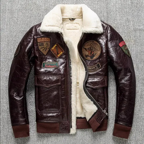 Jaqueta Masculina Estilo Vintage  Com Gola De Lã Motoqueiro - Promoção de Inverno 2025