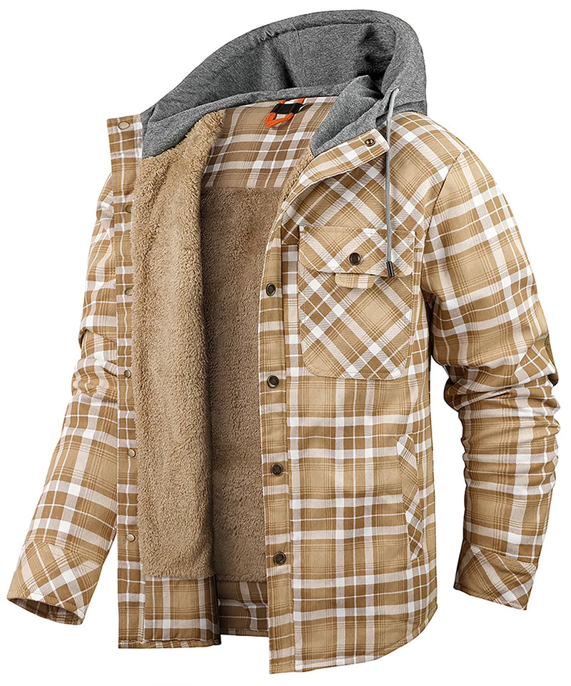 Casaco Masculino Casual De Inverno Dia á Dia Xadrez Com Capuz -  Promoção de Inverno 2025