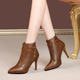 Bota curta Feminina Design Quadriculado Com Strass Bico Fino