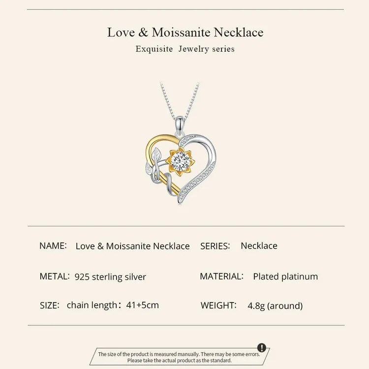 Colar Girassol  de Moissanite - Prata 925 e Banho de Ouro 18k