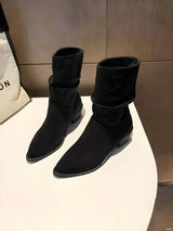 Bota Feminina Rasteira Casual De Inverno De Camurça -  Promoção de Inverno 2025