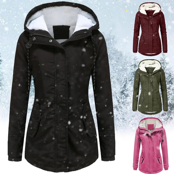 Jaqueta Parka Feminina Forrada com Lã para Inverno Glacier