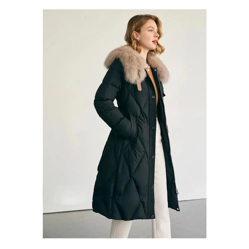 Casaco Feminino De Inverno Quente De Comprimento Grande Colarinho De Lã - Promoção De Inverno 2025