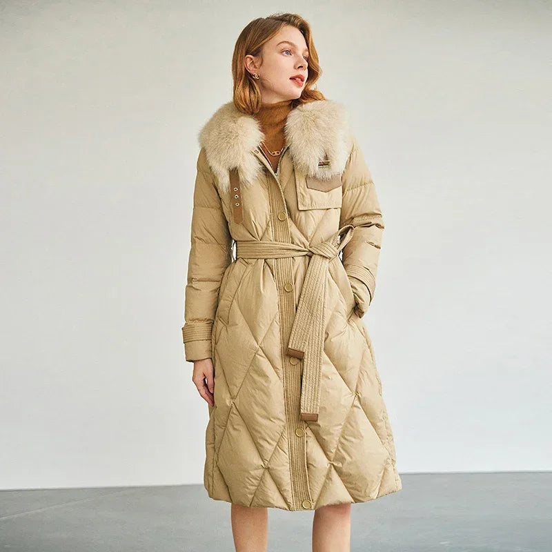 Casaco Feminino De Inverno Quente De Comprimento Grande Colarinho De Lã - Promoção De Inverno 2025