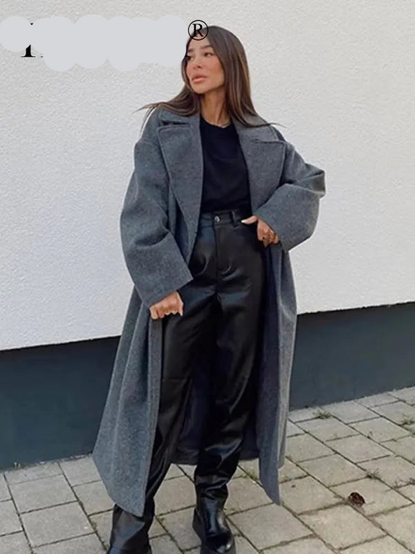Casaco Feminino De Inverno De Comprimento Longo Gola Grande - Promoção de Inverno 2025
