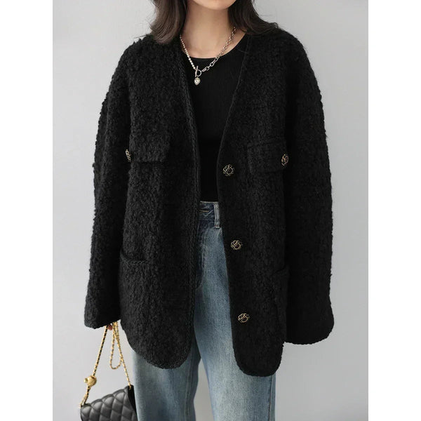Casaco Feminino Casual Dia á Dia De Lã Para Inverno - Promoção De Inverno 2025