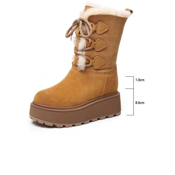 Bota Feminina De Inverno De Camurça Plataforma - Promoção De Inverno 2025