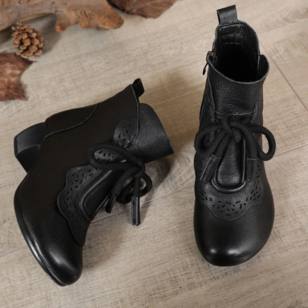 Bota Feminina De Inverno Curta Arredondada Estilo Rêtro Confortável - Promoção de Inverno 2025