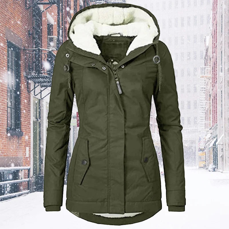 Jaqueta Parka Feminina Forrada com Lã para Inverno Glacier