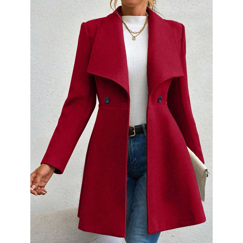 Casaco Feminino Longo Elegante Com Botões - Promoção de Inverno 2025
