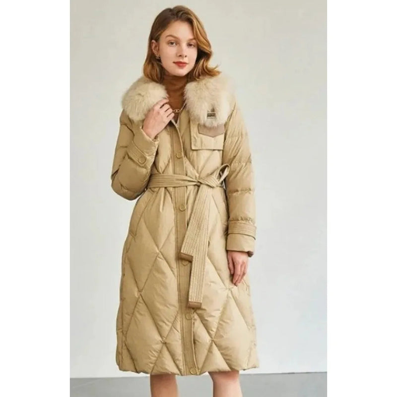 Casaco Feminino De Inverno Quente De Comprimento Grande Colarinho De Lã - Promoção De Inverno 2025