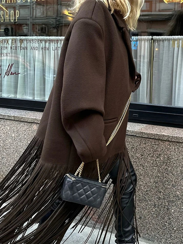 Casaco Feminino De Inverno Luxo Elegante Com Tiras Na Barra - Promoção de Inverno 2025