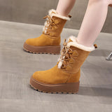Bota Feminina De Inverno De Camurça Plataforma - Promoção De Inverno 2025