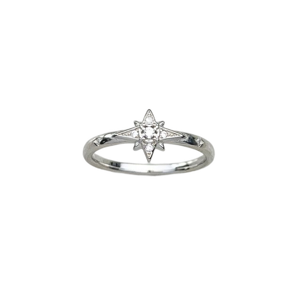 Anel Estrela de Prata 925 e Zircônias