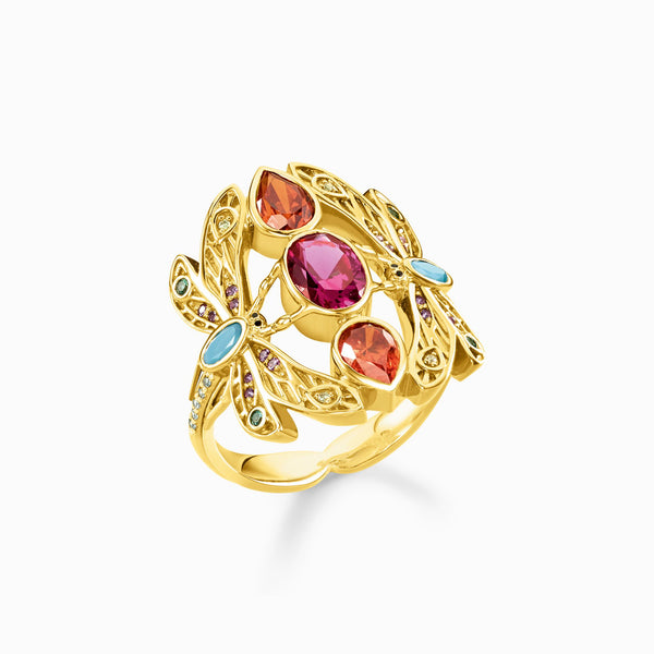 Anel Libélula em Ouro 18K e Zircônias Coloridas