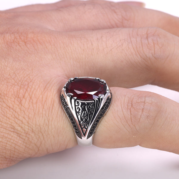 Anel Guardião Ruby Rose em Prata 925 - Forma Grande