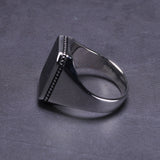 Anel Obsidiana Minimal em Prata 925 - Forma Grande