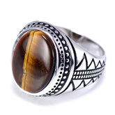 Anel Masculino Tribal Olho de Tigre em prata 925 e olho de tigre para mãos grandes , anel de sinete masculino em prata, da arquetiposhop.com.br