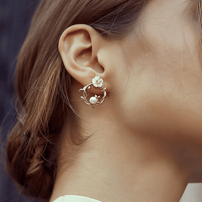 Brincos Margarida - Prata 925 Banho Ouro 18K e Zircônia