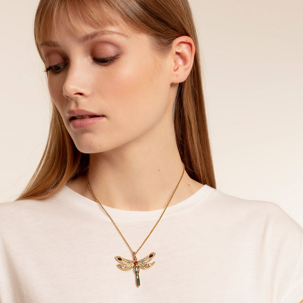 Colar Libélula em Ouro 18k e Zircônias Coloridas