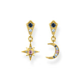 Brincos Longos Estrela e Lua - Banho Ouro 18K